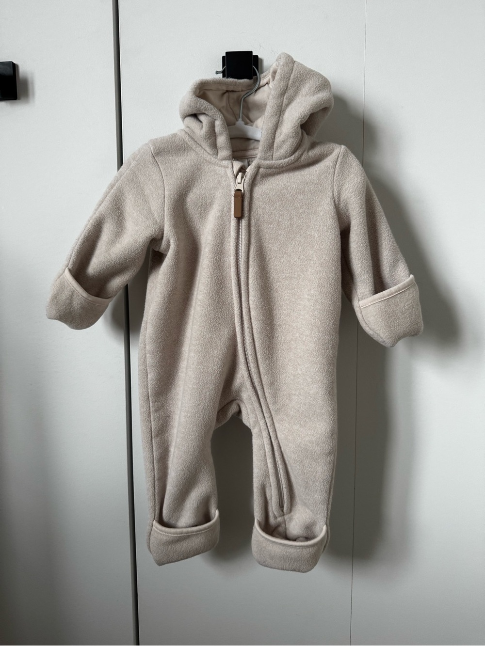 H&M Neutral Beige Hooded Fleece One-Piece